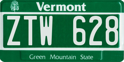 VT license plate ZTW628