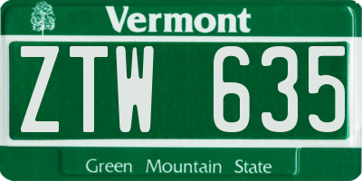 VT license plate ZTW635