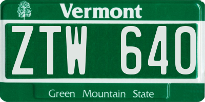 VT license plate ZTW640
