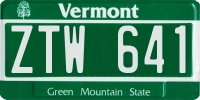 VT license plate ZTW641