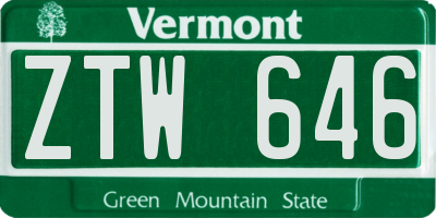 VT license plate ZTW646