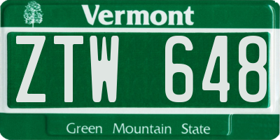 VT license plate ZTW648