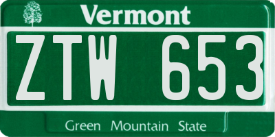 VT license plate ZTW653