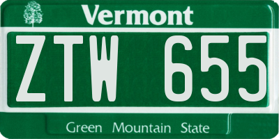 VT license plate ZTW655