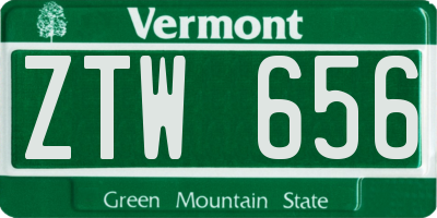 VT license plate ZTW656