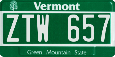 VT license plate ZTW657