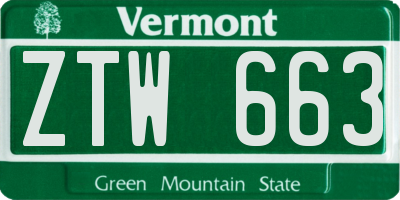 VT license plate ZTW663
