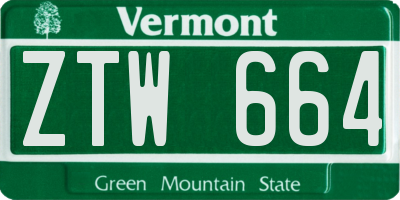 VT license plate ZTW664