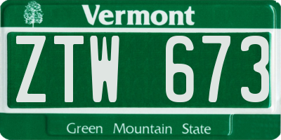 VT license plate ZTW673