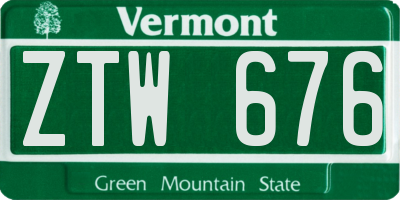 VT license plate ZTW676