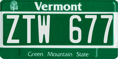 VT license plate ZTW677