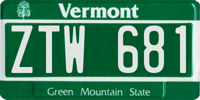 VT license plate ZTW681