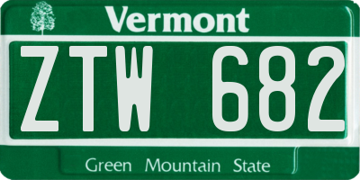 VT license plate ZTW682