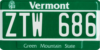 VT license plate ZTW686