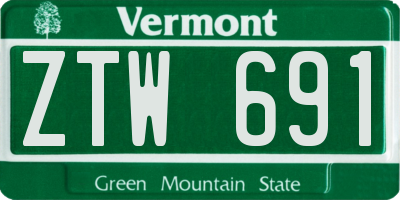 VT license plate ZTW691