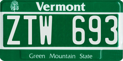 VT license plate ZTW693