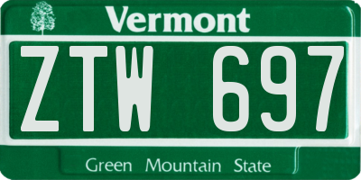 VT license plate ZTW697
