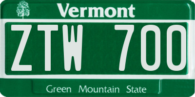 VT license plate ZTW700