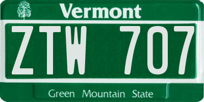 VT license plate ZTW707