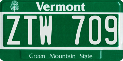 VT license plate ZTW709
