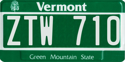 VT license plate ZTW710