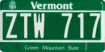 VT license plate ZTW717