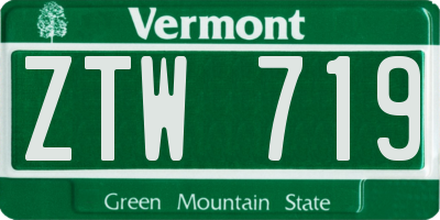 VT license plate ZTW719