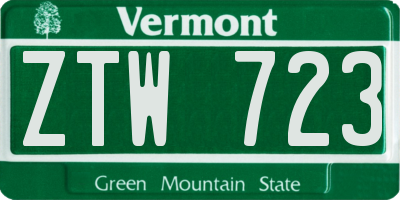 VT license plate ZTW723
