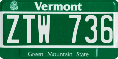 VT license plate ZTW736