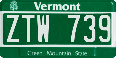 VT license plate ZTW739