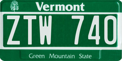 VT license plate ZTW740