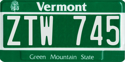 VT license plate ZTW745