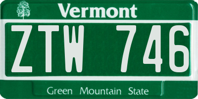 VT license plate ZTW746