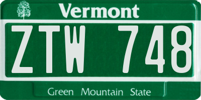 VT license plate ZTW748