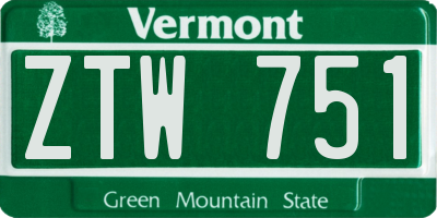 VT license plate ZTW751