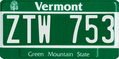 VT license plate ZTW753
