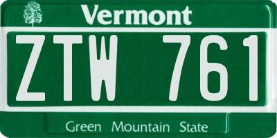 VT license plate ZTW761
