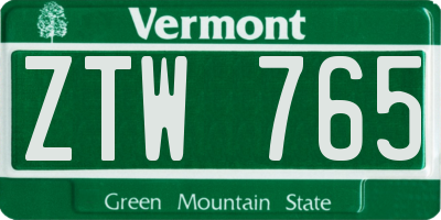 VT license plate ZTW765