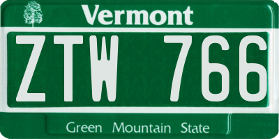 VT license plate ZTW766