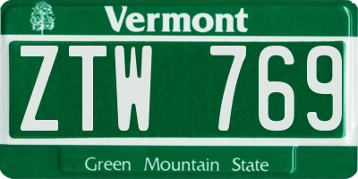 VT license plate ZTW769