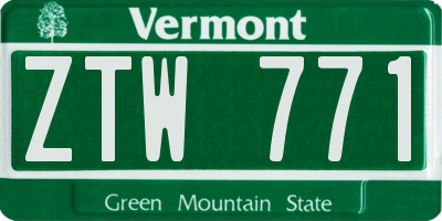 VT license plate ZTW771