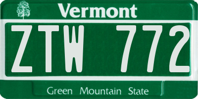 VT license plate ZTW772