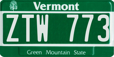 VT license plate ZTW773