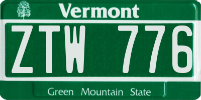 VT license plate ZTW776