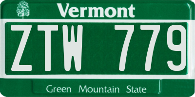 VT license plate ZTW779