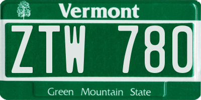 VT license plate ZTW780