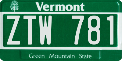 VT license plate ZTW781