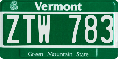 VT license plate ZTW783
