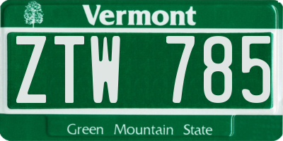 VT license plate ZTW785