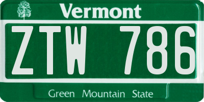 VT license plate ZTW786